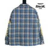 Chrome Heart Check Cotton Long Sleeve Shirt Blue Camiseta