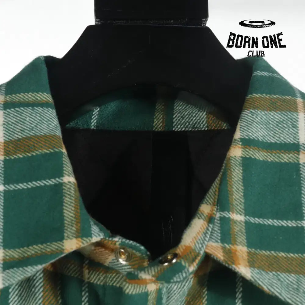 Chrome Heart Check Cotton Long Sleeve Shirt Green Camisa