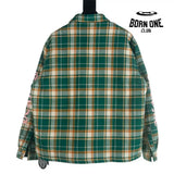 Chrome Heart Check Cotton Long Sleeve Shirt Green Camisa
