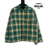 Chrome Heart Check Cotton Long Sleeve Shirt Green Camisa