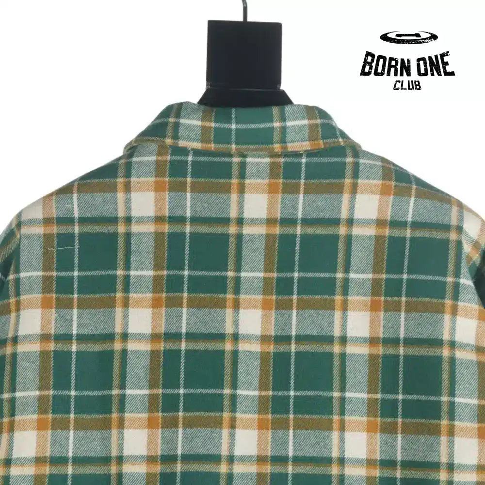 Chrome Heart Check Cotton Long Sleeve Shirt Green Camisa