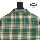 Chrome Heart Check Cotton Long Sleeve Shirt Green Camisa