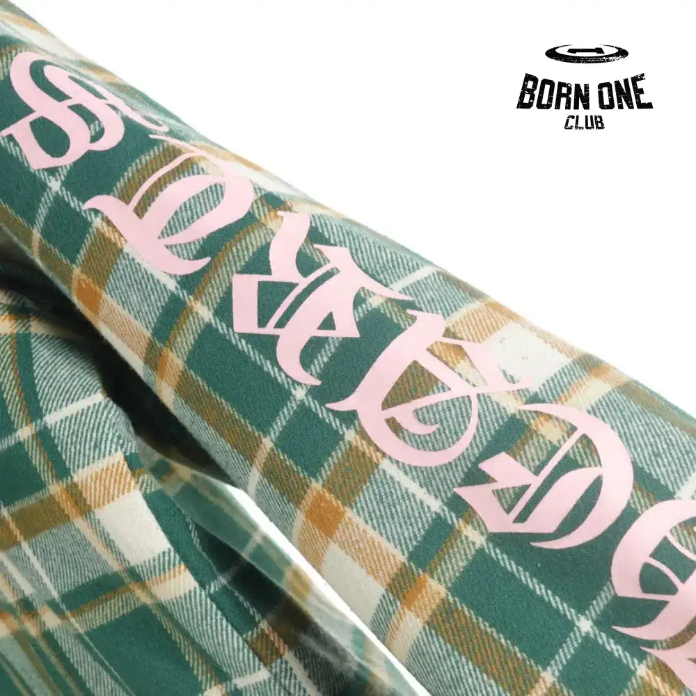 Chrome Heart Check Cotton Long Sleeve Shirt Green Camisa