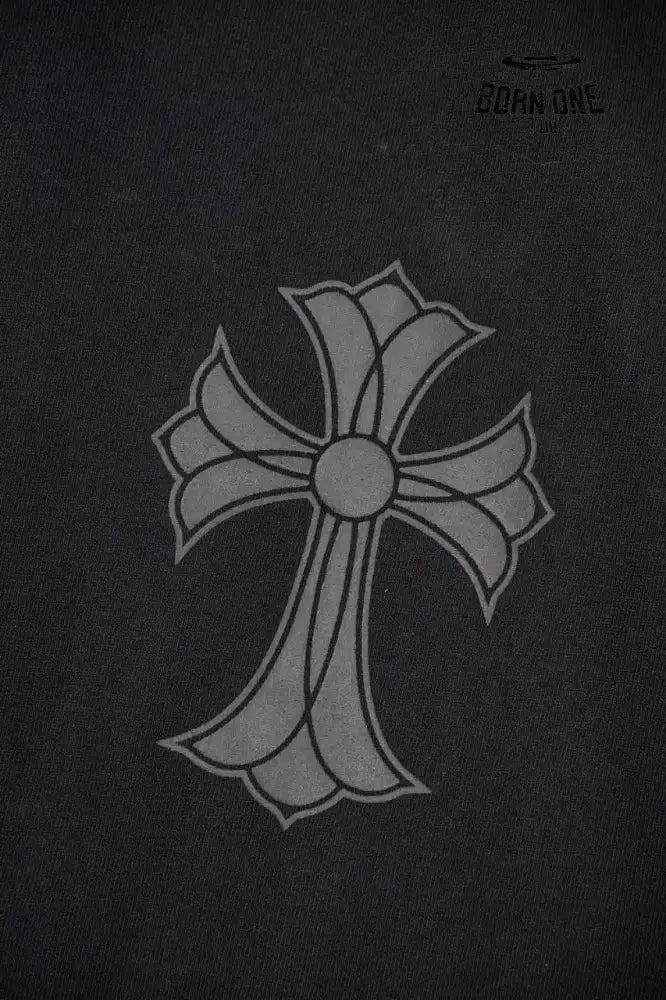 Chrome Heart Corss Outline T-Shirt in Black Camista