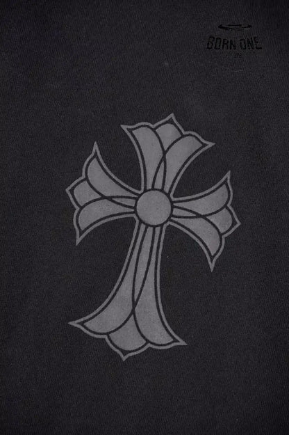 Chrome Heart Corss Outline T-Shirt in Black Camista