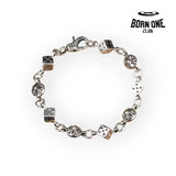 Chrome Heart Dice and Crossball Bracelete Pulseira Prata 925
