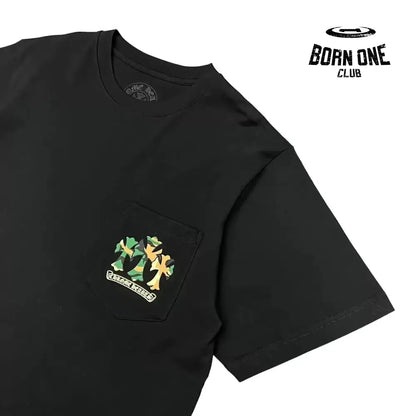 Chrome Heart Horse Shoe Logo Pocket T-Shirt in Camo Black Camiseta