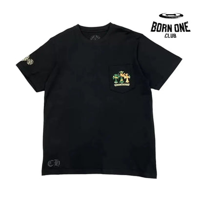 Chrome Heart Horse Shoe Logo Pocket T-Shirt in Camo Black Camiseta