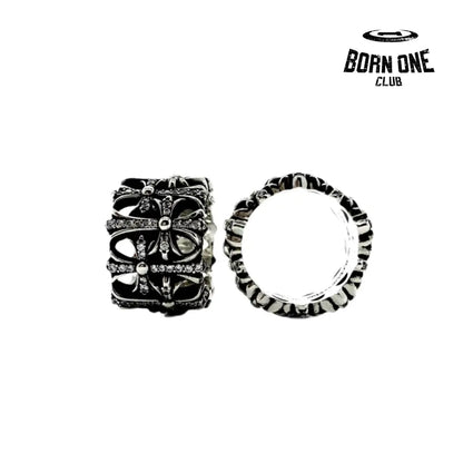CHROME HEARTS Cemetery Ring Prata 925 & Zircônia Anel