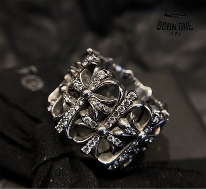 CHROME HEARTS Cemetery Ring Prata 925 & Zircônia Anel