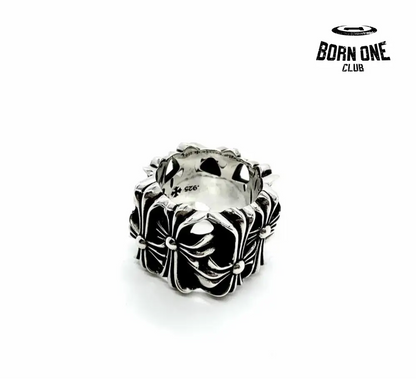 CHROME HEARTS Cemetery Square Ring Anel Prata 925