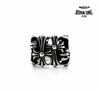 CHROME HEARTS Cemetery Square Ring Anel Prata 925