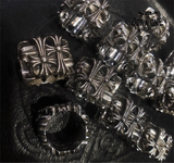 CHROME HEARTS Cemetery Square Ring Anel Prata 925