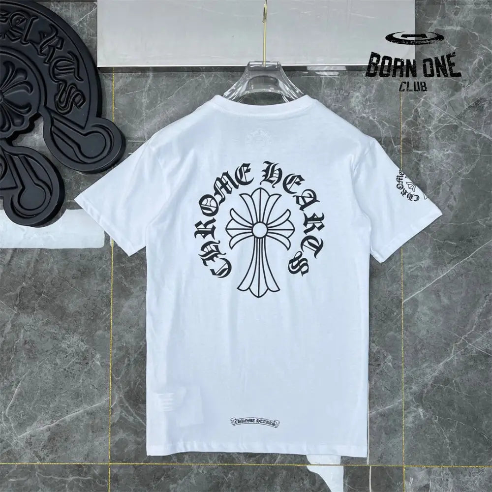 Chrome Hearts Collar Print T-Shirt Black White Camiseta