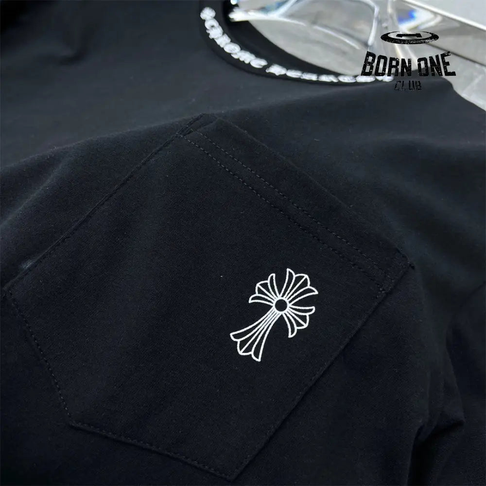 Chrome Hearts Collar Print T-Shirt Black White Camiseta