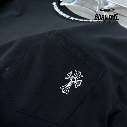 Chrome Hearts Collar Print T-Shirt Black White Camiseta