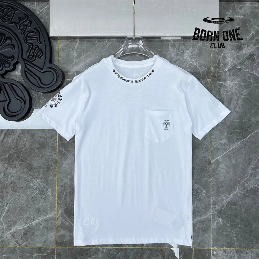 Chrome Hearts Collar Print T-Shirt Black White Camiseta
