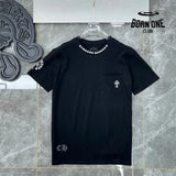 Chrome Hearts Collar Print T-Shirt Black White Camiseta