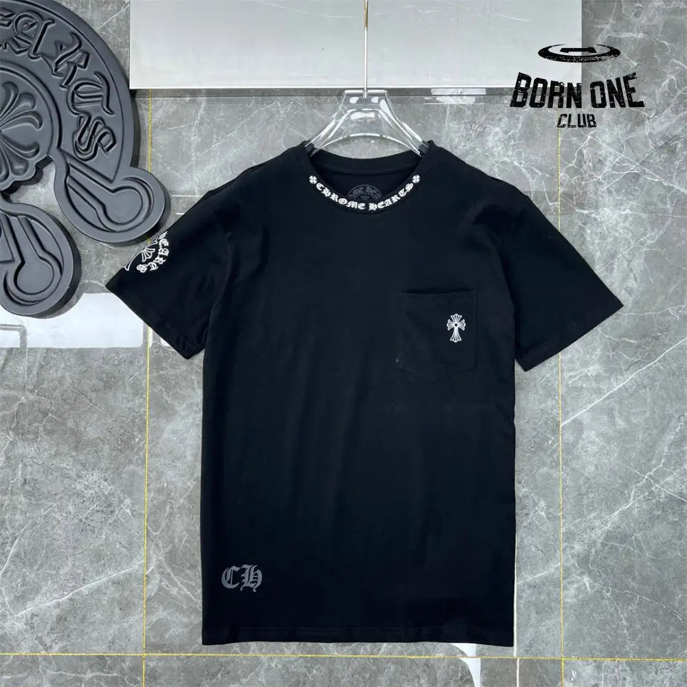 Chrome Hearts Collar Print T-Shirt Black White Camiseta