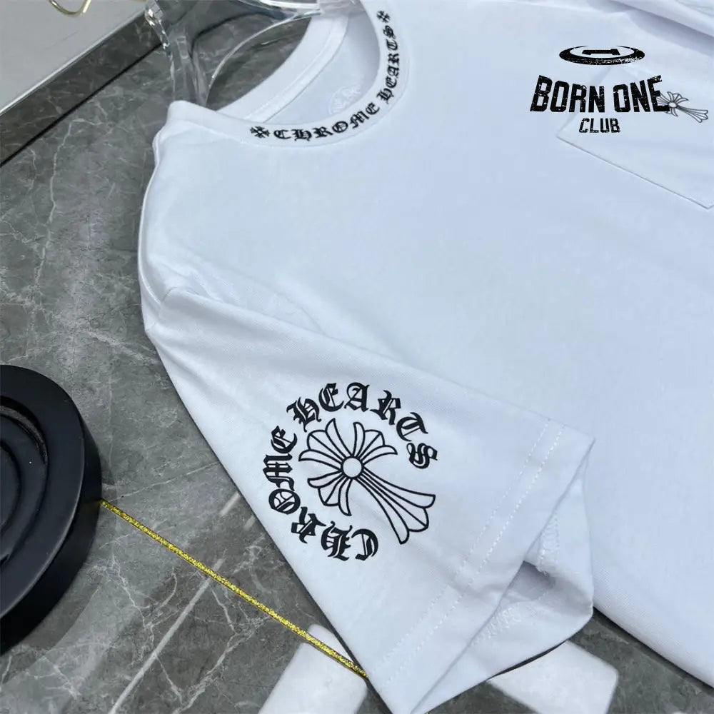 Chrome Hearts Collar Print T-Shirt Black White Camiseta