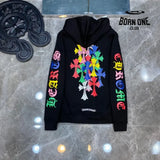 Chrome Hearts Colorful Crosses hoodie (Black/White) Moletom
