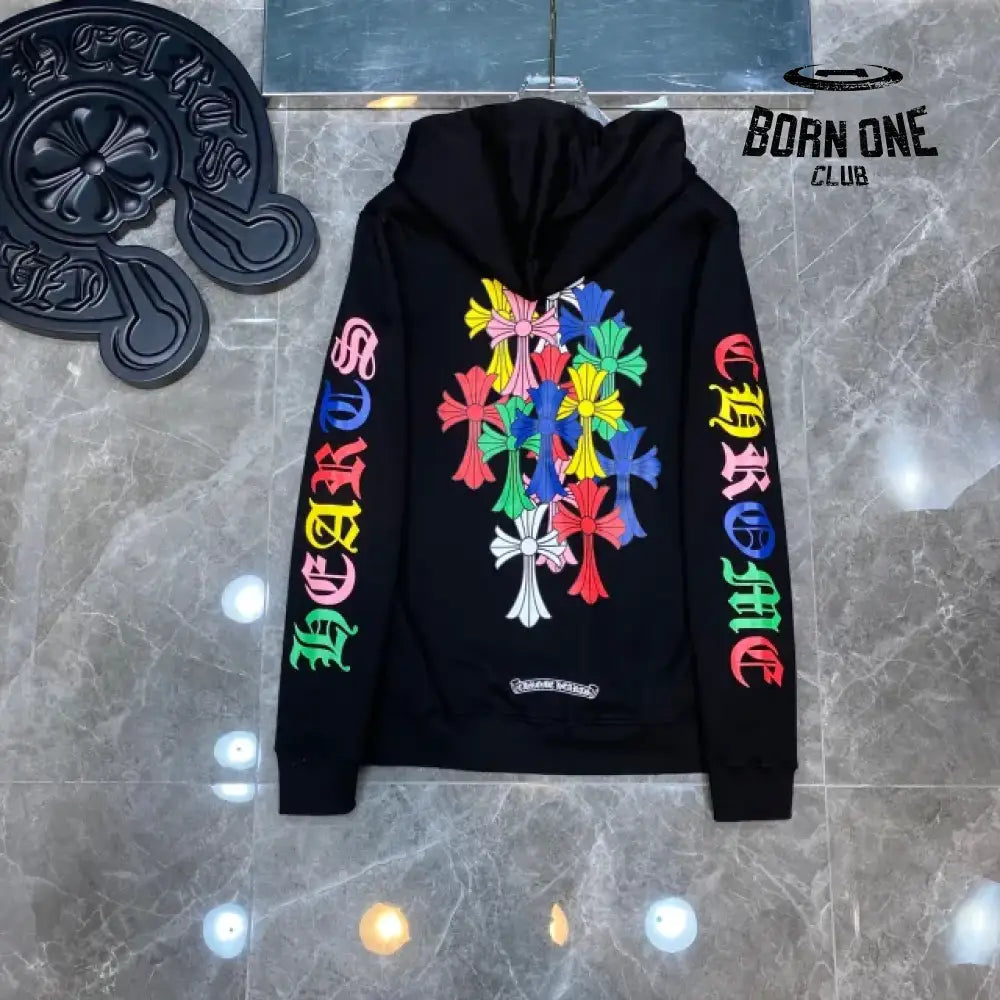 Chrome Hearts Colorful Crosses hoodie (Black/White) Moletom