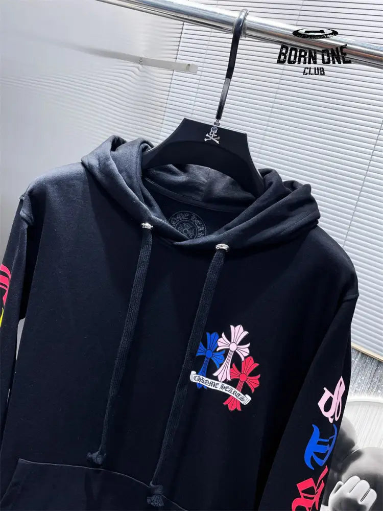Chrome Hearts Colorful Crosses hoodie (Black/White) Moletom