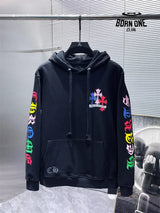 Chrome Hearts Colorful Crosses hoodie (Black/White) Moletom