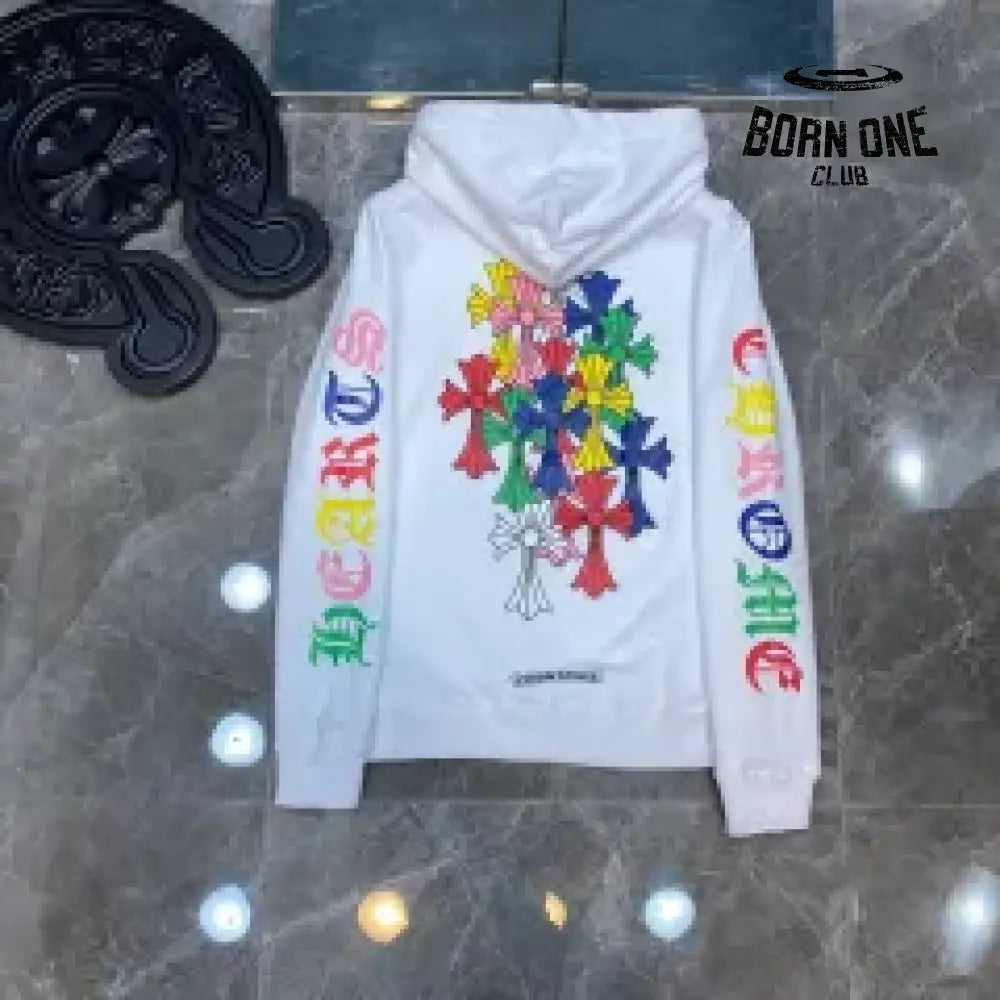 Chrome Hearts Colorful Crosses hoodie (Black/White) Moletom