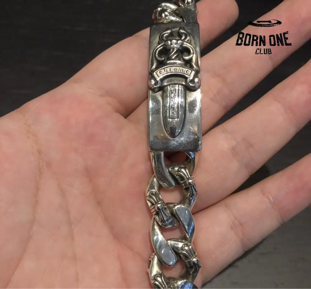 CHROME HEARTS Dagger Link Clip Thick Bracelete Prata 925