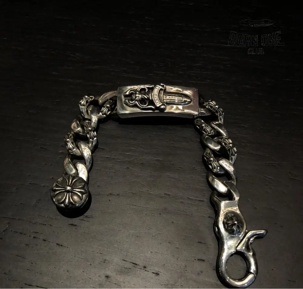 CHROME HEARTS Dagger Link Clip Thick Bracelete Prata 925