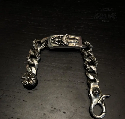 CHROME HEARTS Dagger Link Clip Thick Bracelete Prata 925
