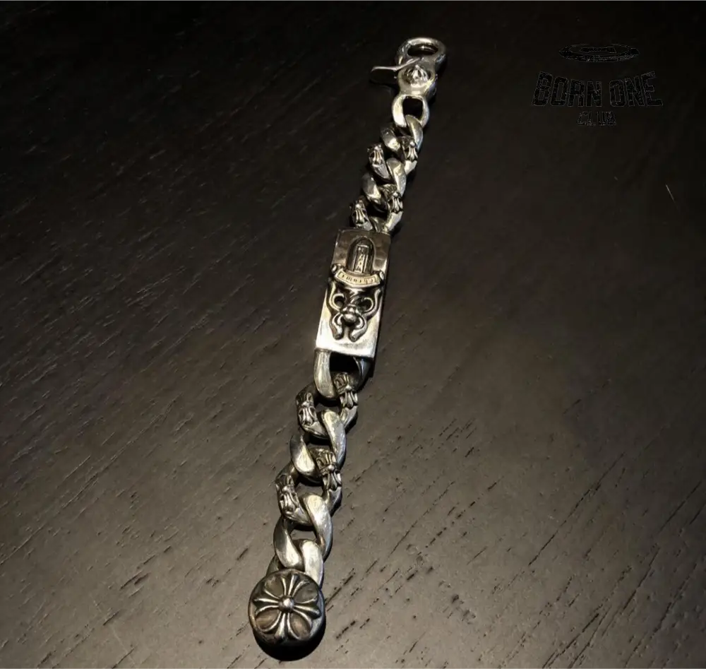 CHROME HEARTS Dagger Link Clip Thick Bracelete Prata 925