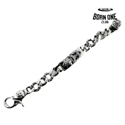 CHROME HEARTS Dagger Link Clip Thick Bracelete Prata 925