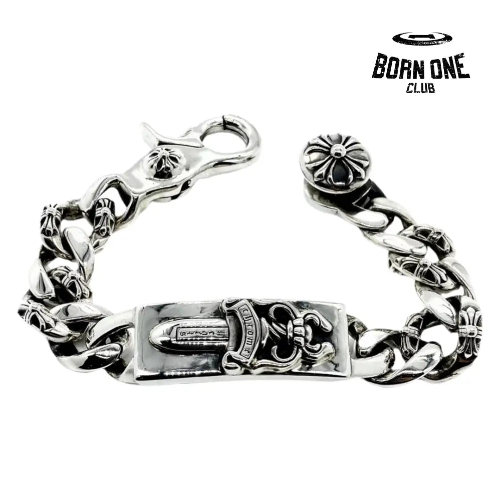 CHROME HEARTS Dagger Link Clip Thick Bracelete Prata 925