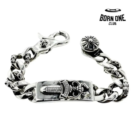 CHROME HEARTS Dagger Link Clip Thick Bracelete Prata 925