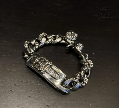 CHROME HEARTS Dagger Link Clip Thick Bracelete Prata 925