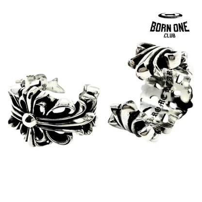 CHROME HEARTS Double Floral Ring Prata 925 Anel