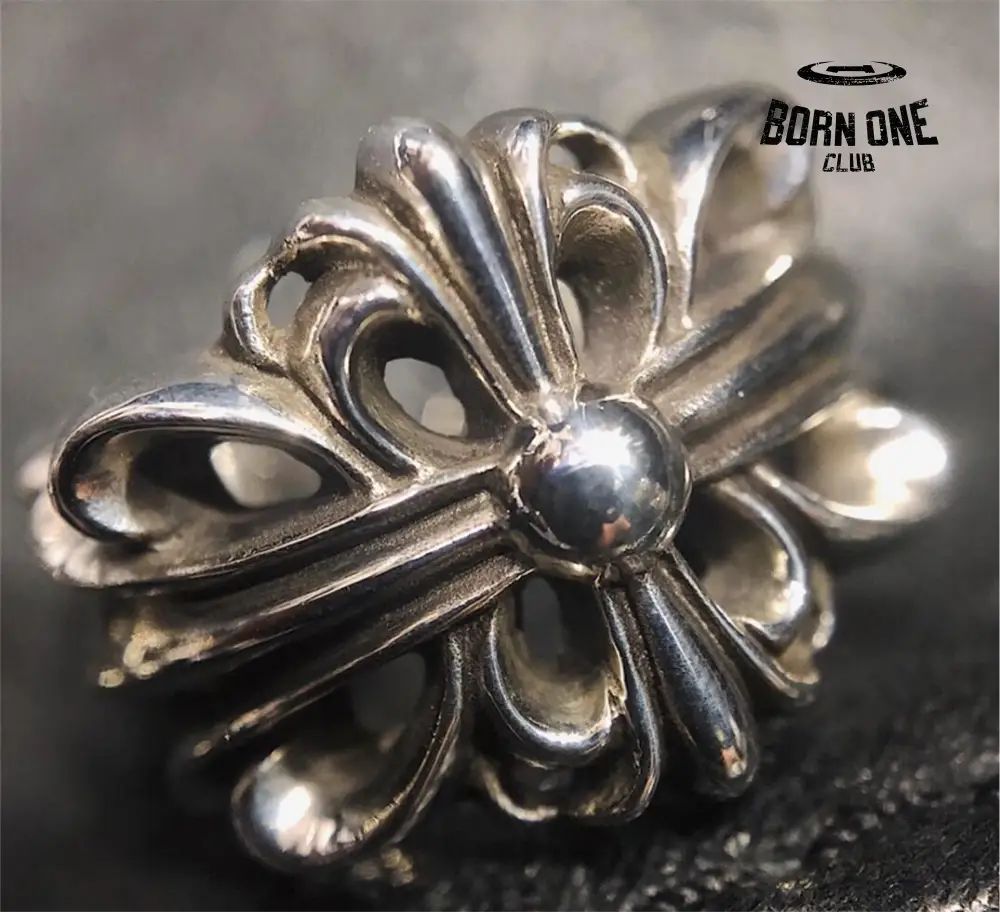 CHROME HEARTS Double Floral Ring Prata 925 Anel