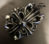 CHROME HEARTS Double Floral Ring Prata 925 Anel