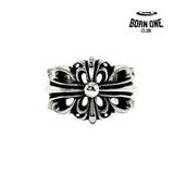 CHROME HEARTS Double Floral Ring Prata 925 Anel