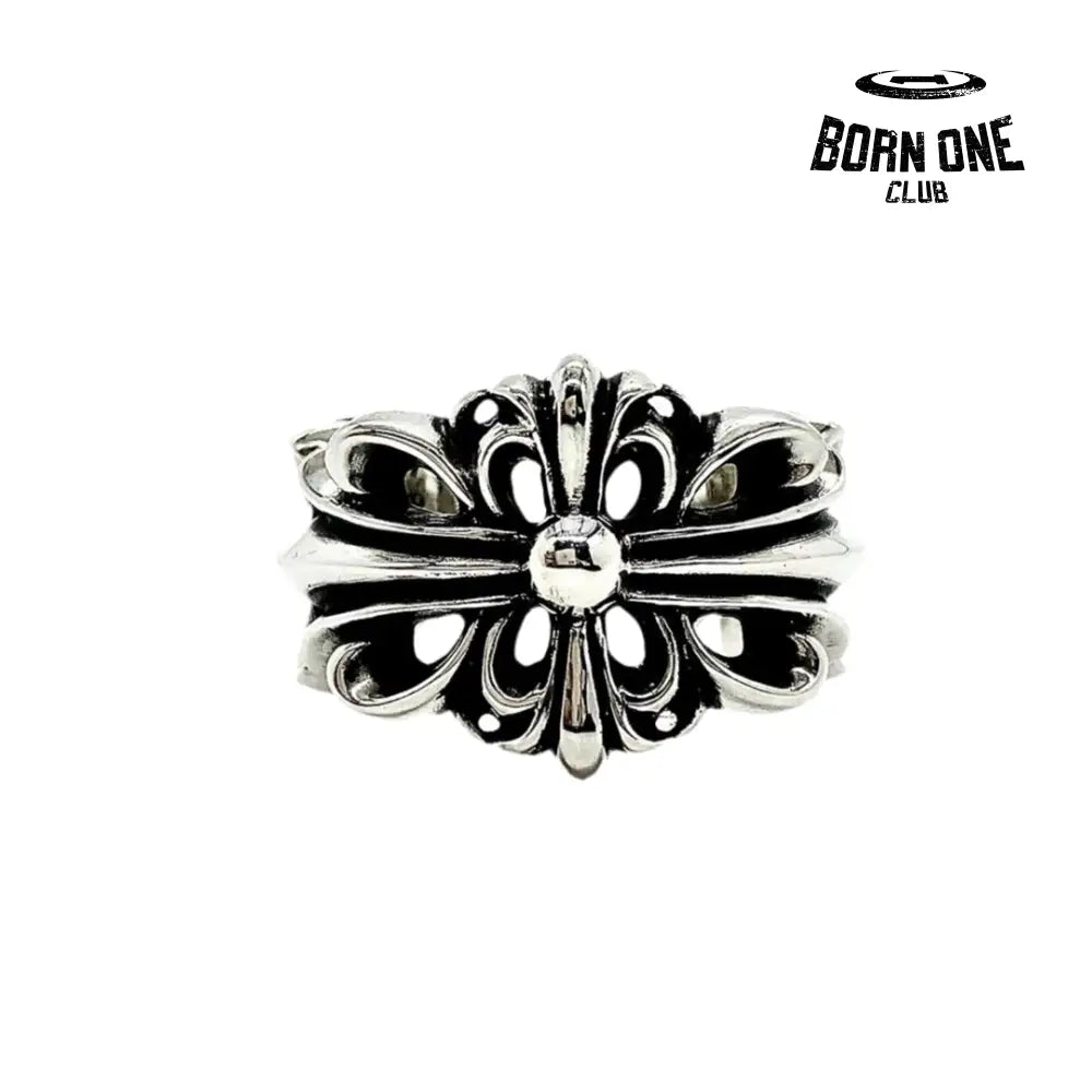 CHROME HEARTS Double Floral Ring Prata 925 Anel