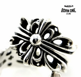 CHROME HEARTS Double Floral Ring Prata 925 Anel
