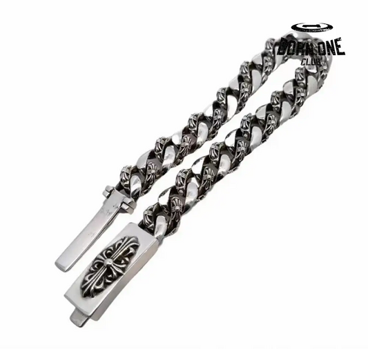 CHROME HEARTS Floral Fancy Chain Thin Bracelete Prata 925