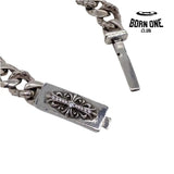 CHROME HEARTS Floral ID Fancy Chain Thin Bracelet Prata 925 Zircônia