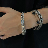 CHROME HEARTS Floral ID Fancy Chain Thin Bracelet Prata 925 Zircônia