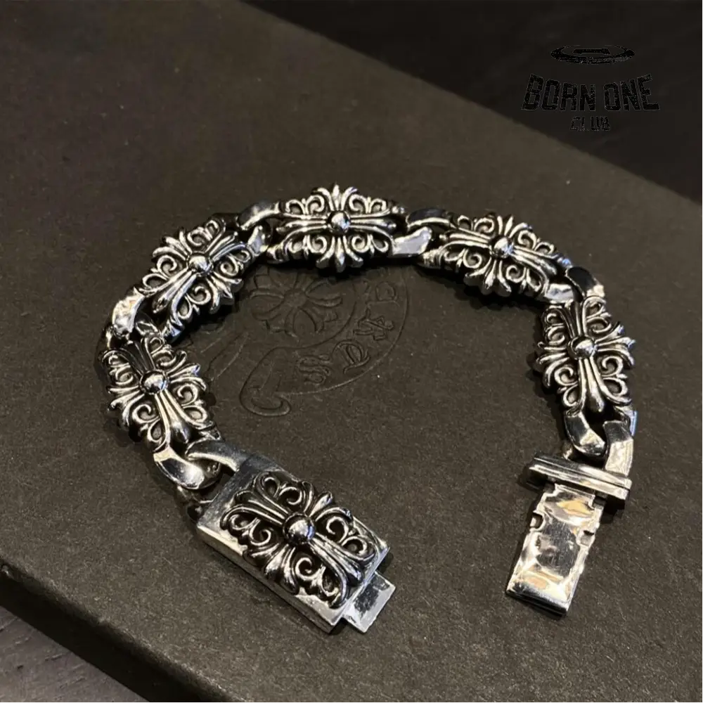 CHROME HEARTS Keeper Bracelet 20 CM Prata 925 20 cm, adequado para tamanho de pulso 15-18 CM