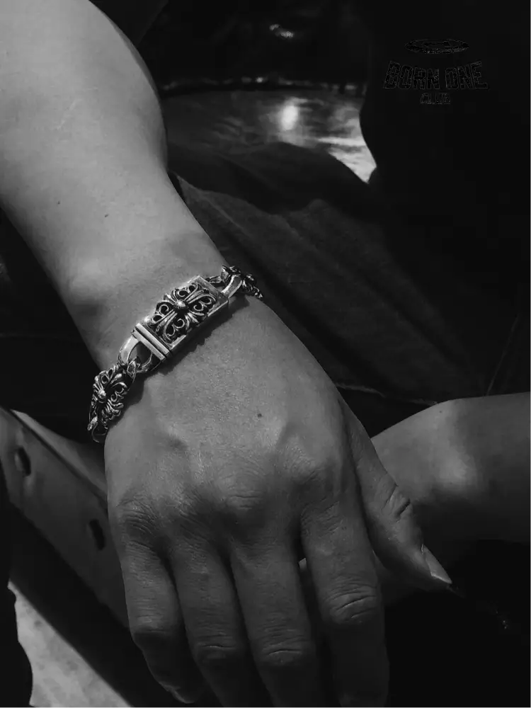 CHROME HEARTS Keeper Bracelet 20 CM Prata 925 20 cm, adequado para tamanho de pulso 15-18 CM