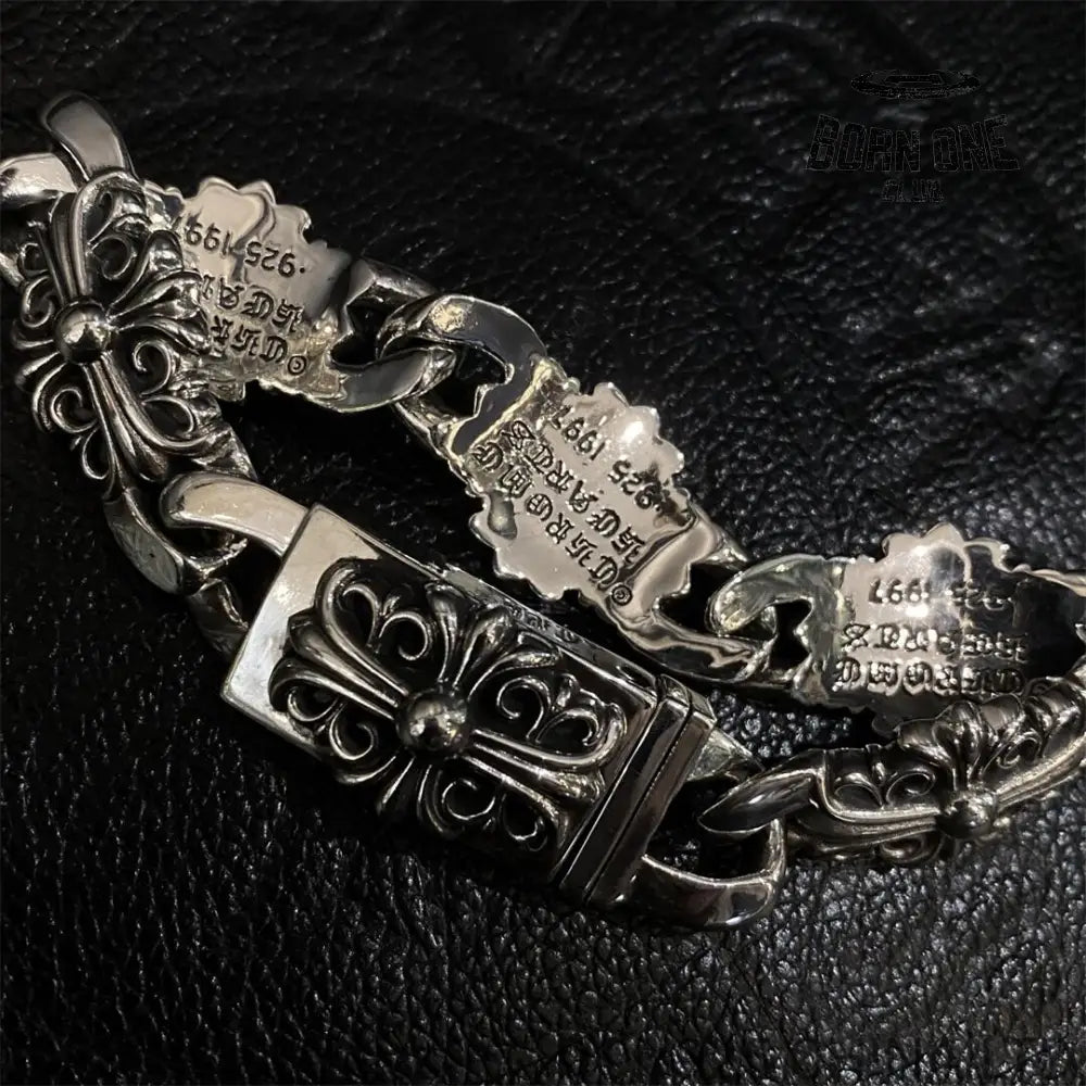 CHROME HEARTS Keeper Bracelet 20 CM Prata 925 20 cm, adequado para tamanho de pulso 15-18 CM