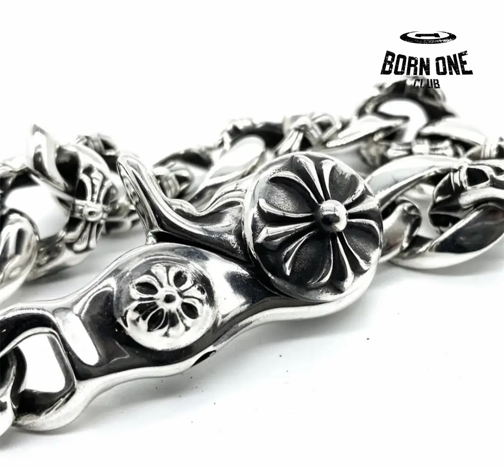 Chrome Hearts Link Clip Thick Bracelete Prata 925